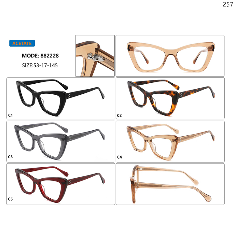 882226-30 Custom Logo In Stock Acetate Optical Glasses Frame with Metal Hinge (4)