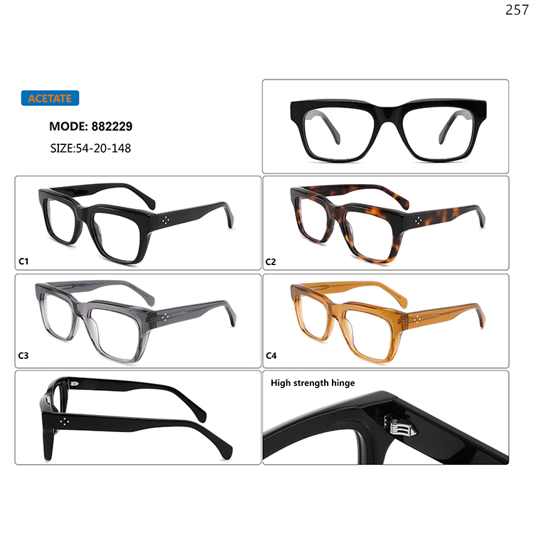 882226-30 Custom Logo In Stock Acetate Optical Glasses Frame with Metal Hinge (5)
