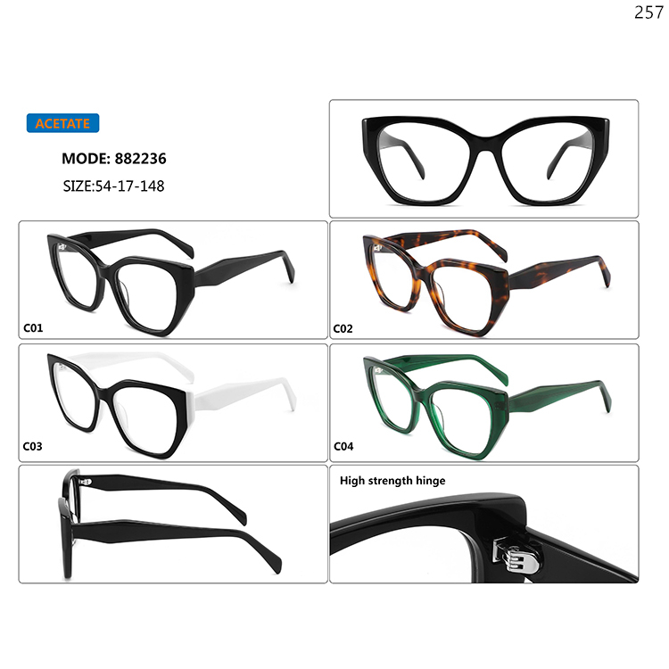 882236-40 New Arrival Women Men Acetate Optical Spectacle Frame with Oversized Frame (1)
