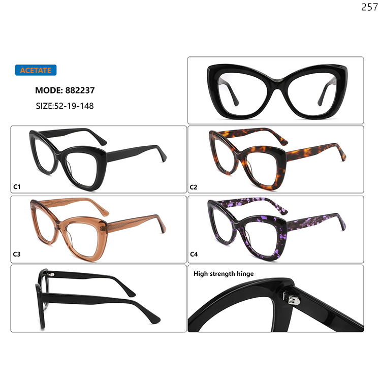 882236-40 New Arrival Women Men Acetate Optical Spectacle Frame with Oversized Frame (2)