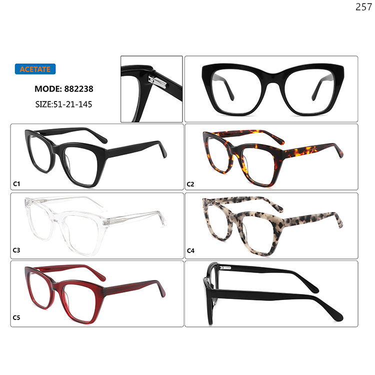 882236-40 New Arrival Women Men Acetate Optical Spectacle Frame with Oversized Frame (3)