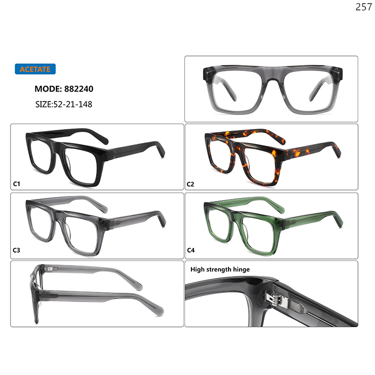 882236-40 New Arrival Women Men Acetate Optical Spectacle Frame with Oversized Frame (5)