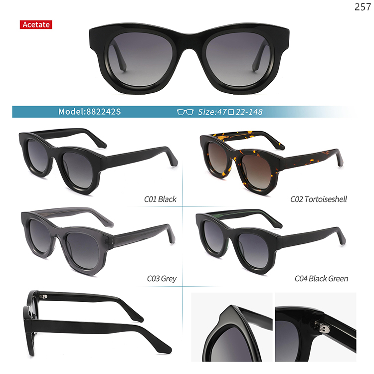 882240S-44S Wholesale Custom Thick Frame Sun Shades Lentes de Sol with UV Protection (3)