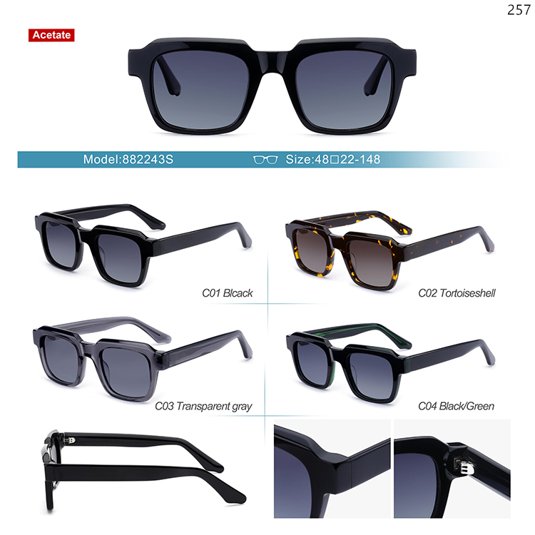 882240S-44S Wholesale Custom Thick Frame Sun Shades Lentes de Sol with UV Protection (4)