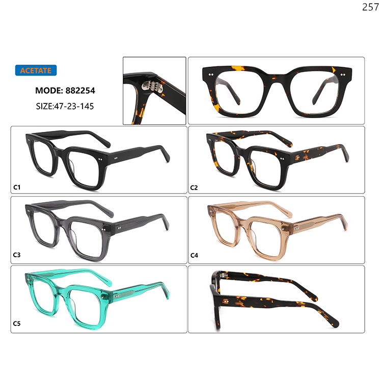 882251-55 Hot Trendy Unisex Design Acetate Optical Glasses In Stock with Metal Hinge (4)