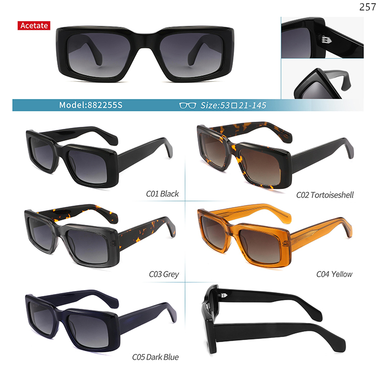 882254S-58S New Fashion Acetate Sun Glasses Sonnenbrille Lunettes with Custom Logo Brand (2)