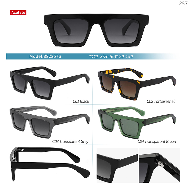 882254S-58S New Fashion Acetate Sun Glasses Sonnenbrille Lunettes with Custom Logo Brand (4)