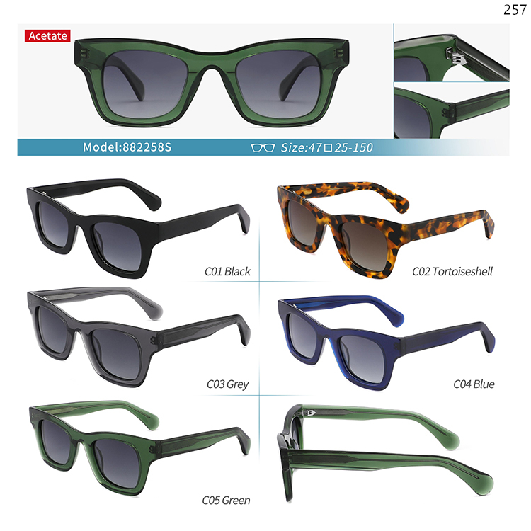882254S-58S New Fashion Acetate Sun Glasses Sonnenbrille Lunettes with Custom Logo Brand (5)