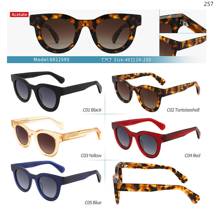 882259S-63S Good Quality Unisex Acetate Material Sunglasses Zonnebril with Ready Stock (1)