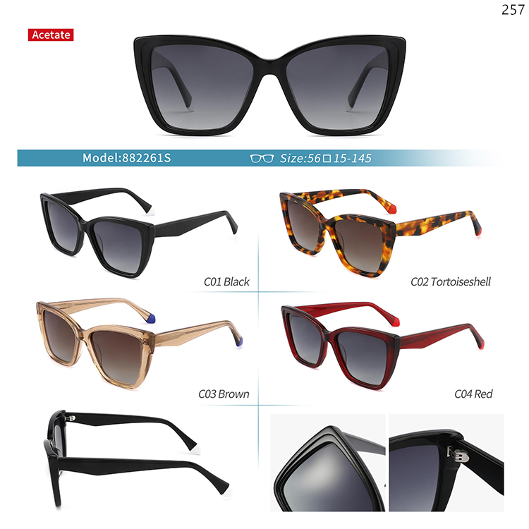 882259S-63S Good Quality Unisex Acetate Material Sunglasses Zonnebril with Ready Stock (3)