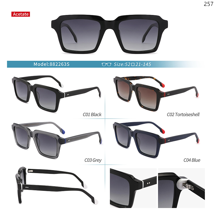 882259S-63S Good Quality Unisex Acetate Material Sunglasses Zonnebril with Ready Stock (5)