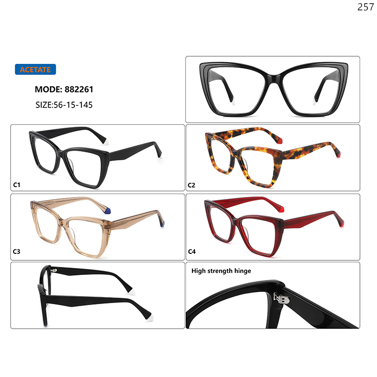 882261-65 High Quality Ready In Stock Acetate Optical Spectacle Frame with Thick Frame (1)
