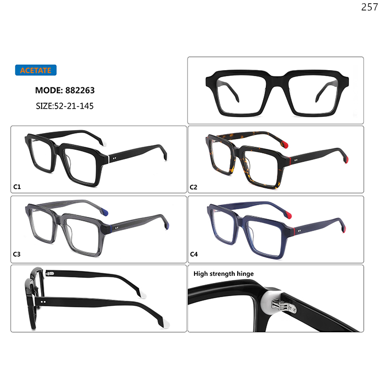 882261-65 High Quality Ready In Stock Acetate Optical Spectacle Frame with Thick Frame (3)