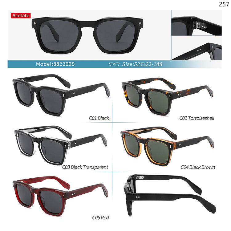 882264S-69S Fashionable Unisex Design Acetate Sunglasses Óculos de Sol with Logo Custom (5)