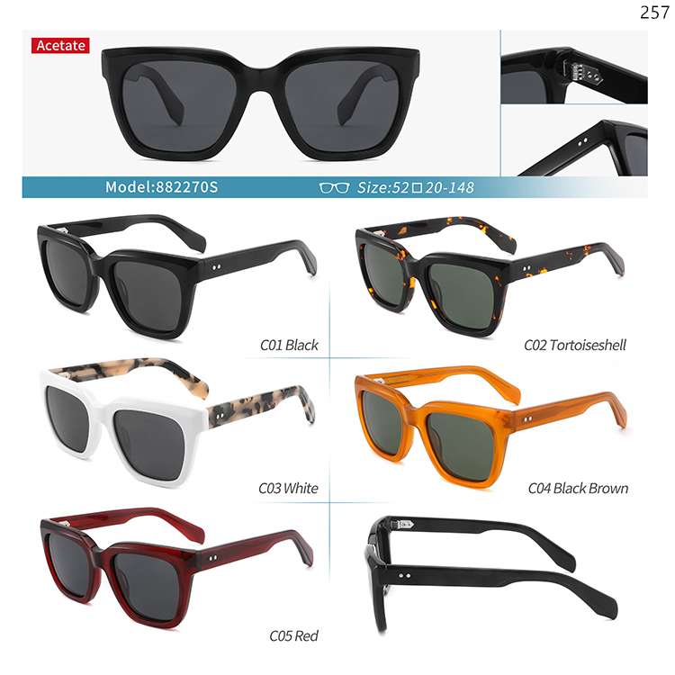 882270S-85S Classic Style Acetate Sunglasses Spot Goods Glasses with UV400 Protection Lens (1)