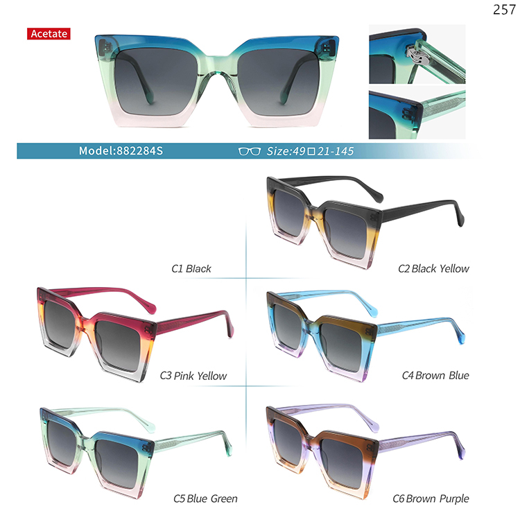 882270S-85S Classic Style Acetate Sunglasses Spot Goods Glasses with UV400 Protection Lens (4)