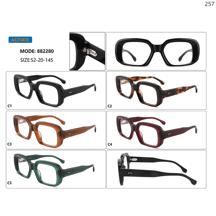 882275-80 High Quality Unisex Acetate Eyewear Glasses Frame with Thick Frame Design (2)