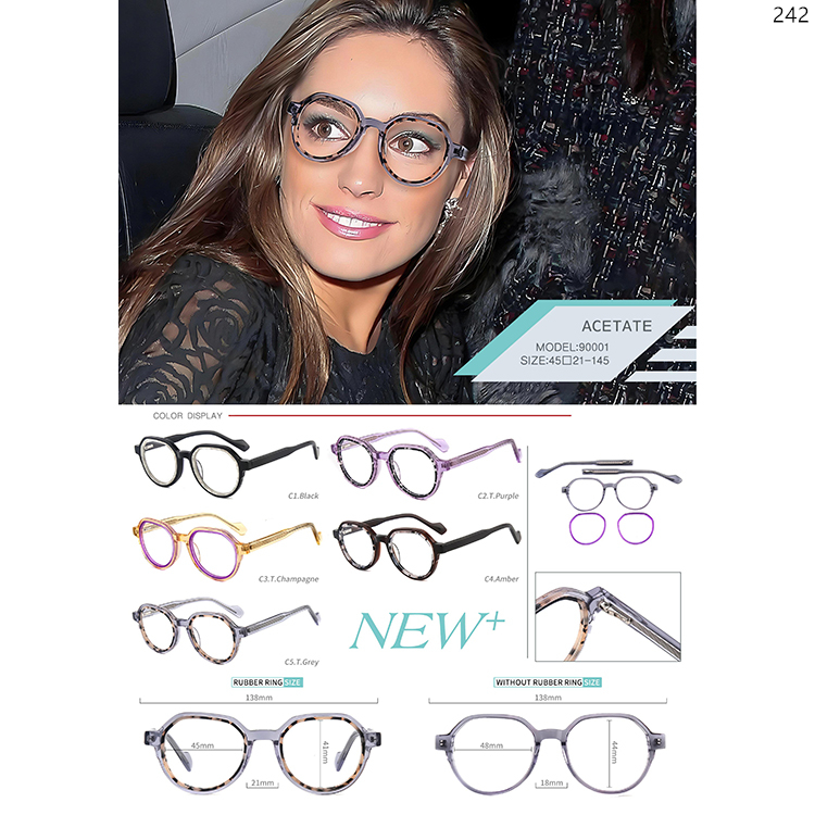 90001-06 Hot Sale Stylish Acetate Vintage Optical Eyewear Frames with Ready Stock (1)