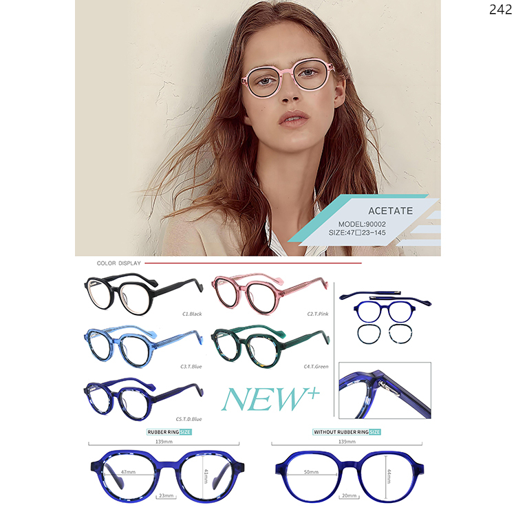 90001-06 Hot Sale Stylish Acetate Vintage Optical Eyewear Frames with Ready Stock (2)