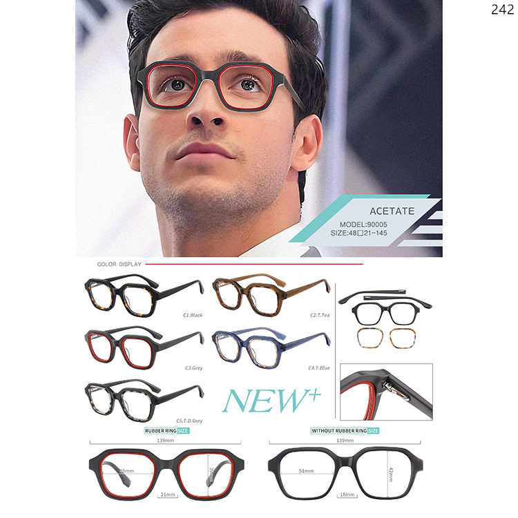 90001-06 Hot Sale Stylish Acetate Vintage Optical Eyewear Frames with Ready Stock (4)