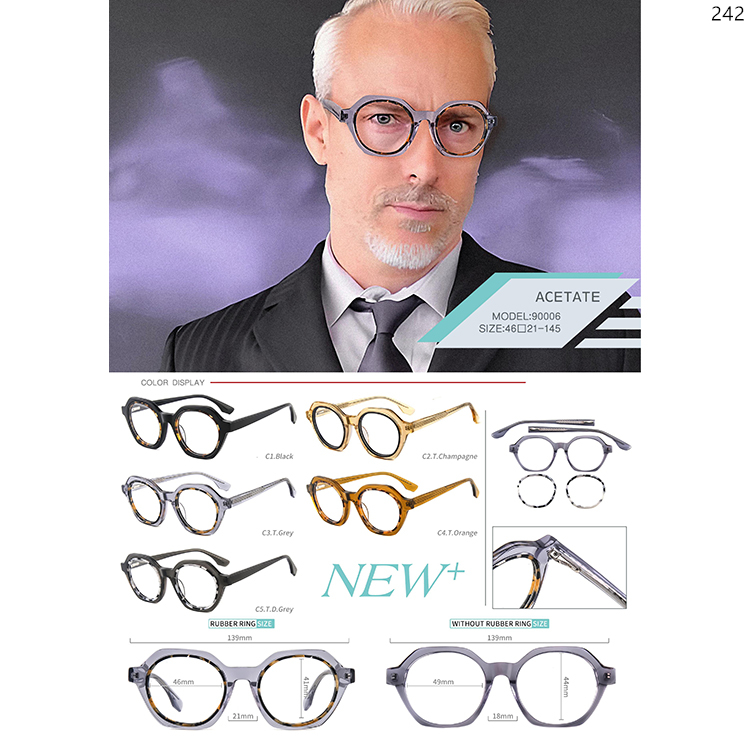 90001-06 Hot Sale Stylish Acetate Vintage Optical Eyewear Frames with Ready Stock (5)