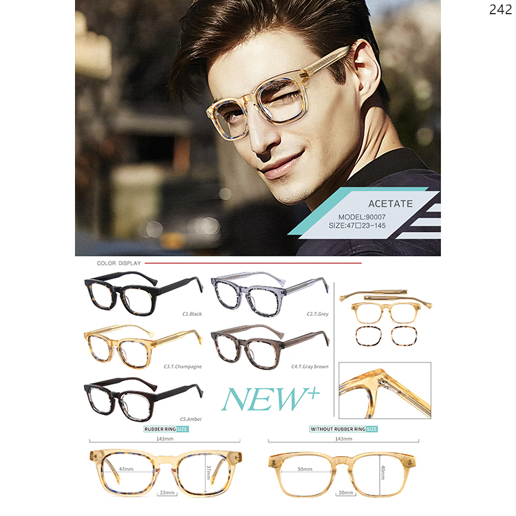 90007-10 New Fashionable Unisex Acetate Optical Glasses Occhiali da Vista Stock Available (1)
