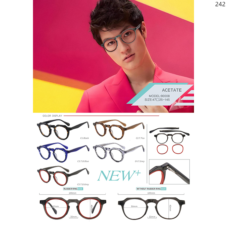 90007-10 New Fashionable Unisex Acetate Optical Glasses Occhiali da Vista Stock Available (2)