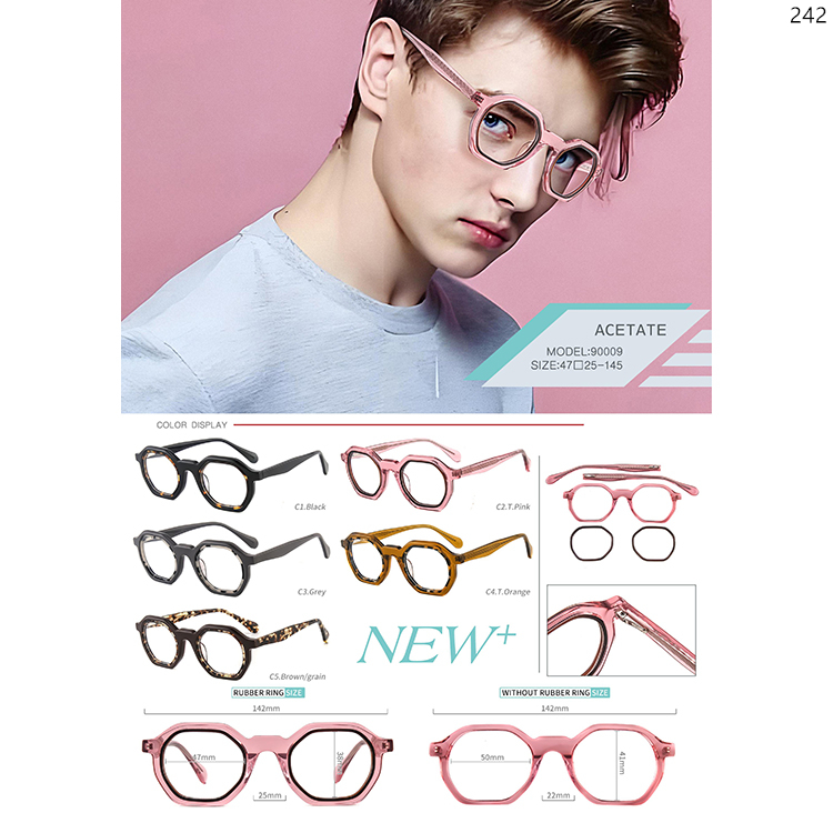 90007-10 New Fashionable Unisex Acetate Optical Glasses Occhiali da Vista Stock Available (3)