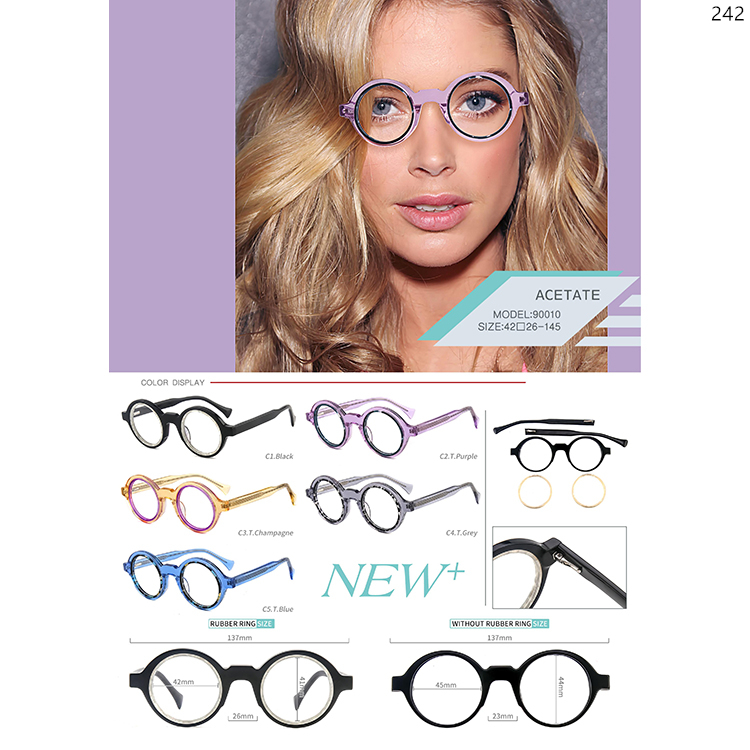 90007-10 New Fashionable Unisex Acetate Optical Glasses Occhiali da Vista Stock Available (4)