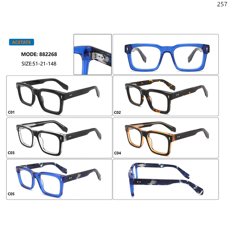 A1439-882269 Unisex Design Acetate Prescription Eyewear In Stock with Thick Frame Glasses (3)