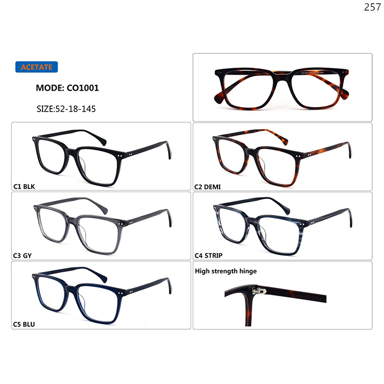 CO1001-04 Vintage Style Acetate Optical Prescription Eyewear with Metal Strength Hinge (1)