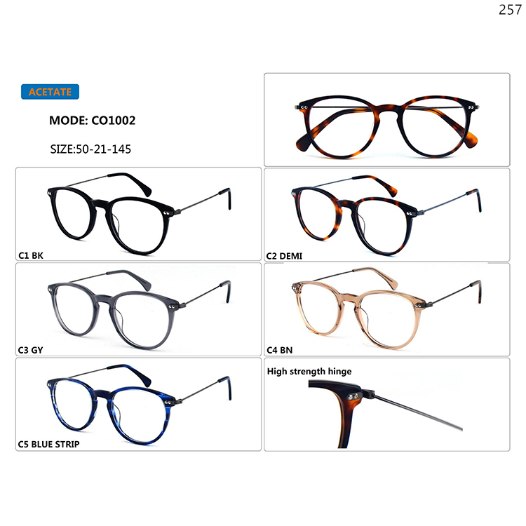 CO1001-04 Vintage Style Acetate Optical Prescription Eyewear with Metal Strength Hinge (2)