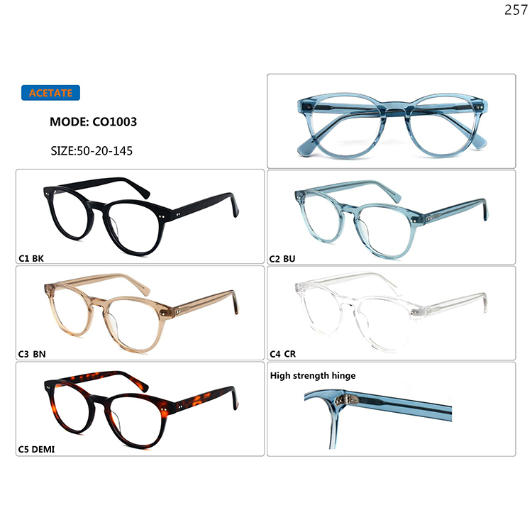 CO1001-04 Vintage Style Acetate Optical Prescription Eyewear with Metal Strength Hinge (4)