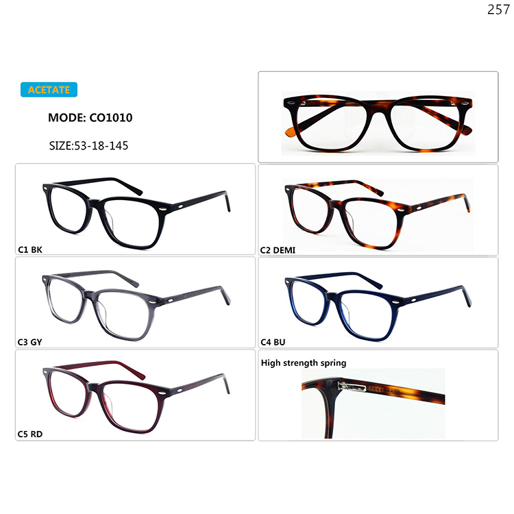 CO1010-14 Unisex Design Acetate Eyeglass Frames Glasses with Metal Spring Hinge (1)
