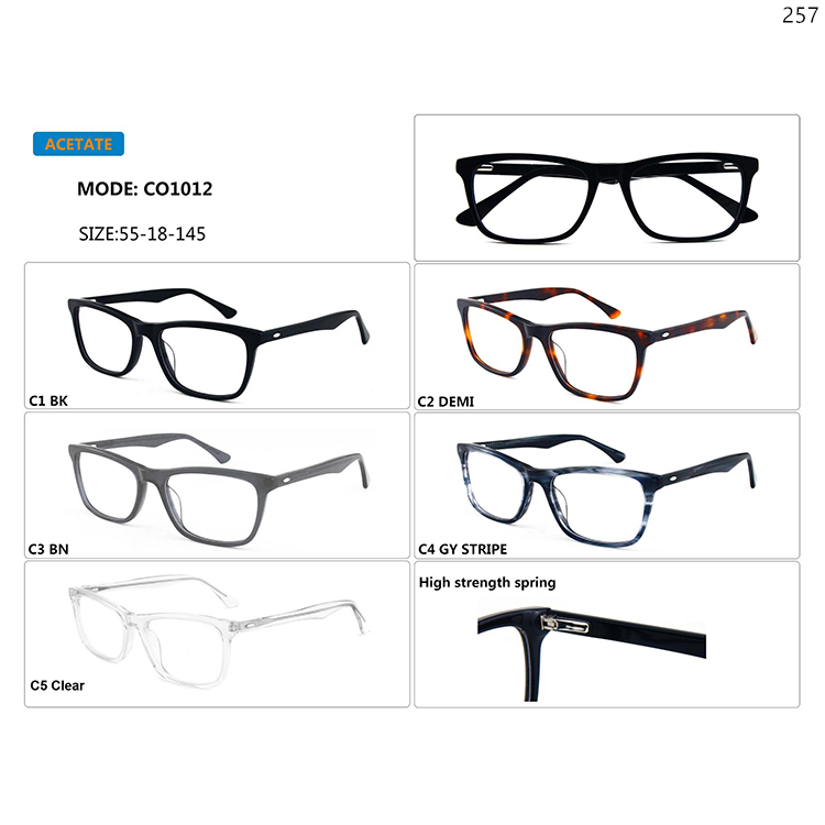 CO1010-14 Unisex Design Acetate Eyeglass Frames Glasses with Metal Spring Hinge (5)