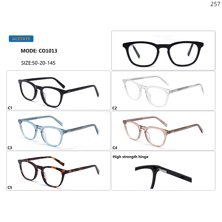 CO1010-14 Unisex Design Acetate Eyeglass Frames Glasses with Metal Spring Hinge (6)