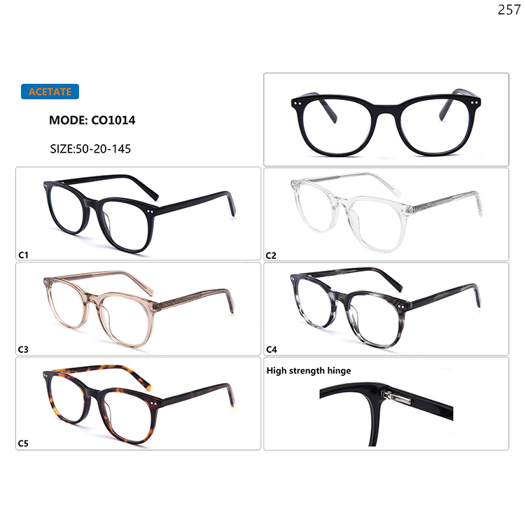 CO1010-14 Unisex Design Acetate Eyeglass Frames Glasses with Metal Spring Hinge (7)