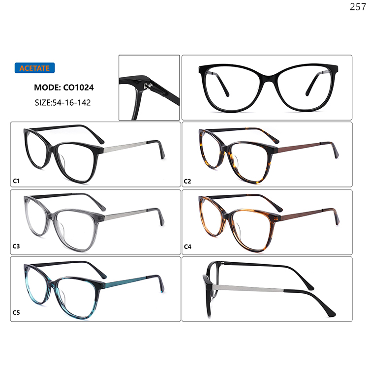 CO1020-24 Acetate Spectacle Glasses Optische Brillen with Logo Brand Customization (5)