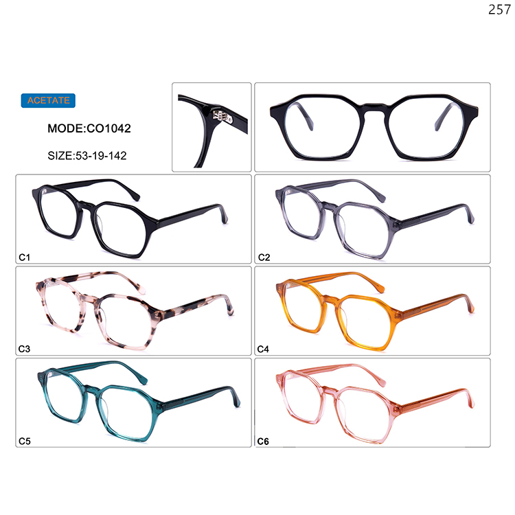 CO1040-44 Vintage Unisex Style Acetate Optical Frames Spectacles with Metal Hinge (4)