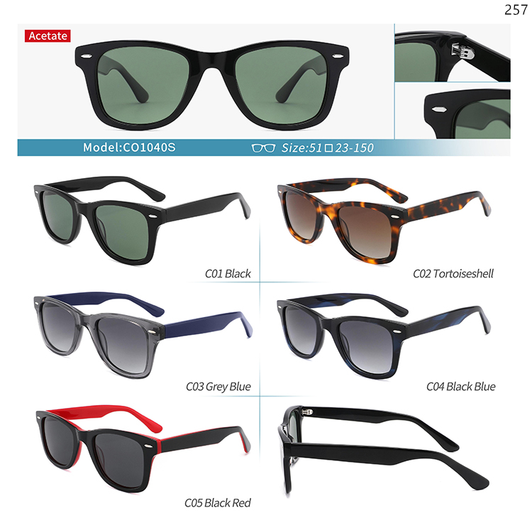 CO1040S-53S Polarized Acetate Sun Shades Lunettes de soleil with Vintage Design Frame (1)