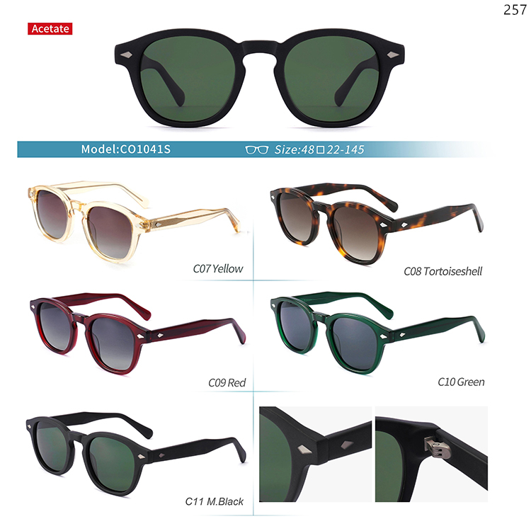 CO1040S-53S Polarized Acetate Sun Shades Lunettes de soleil with Vintage Design Frame (3)