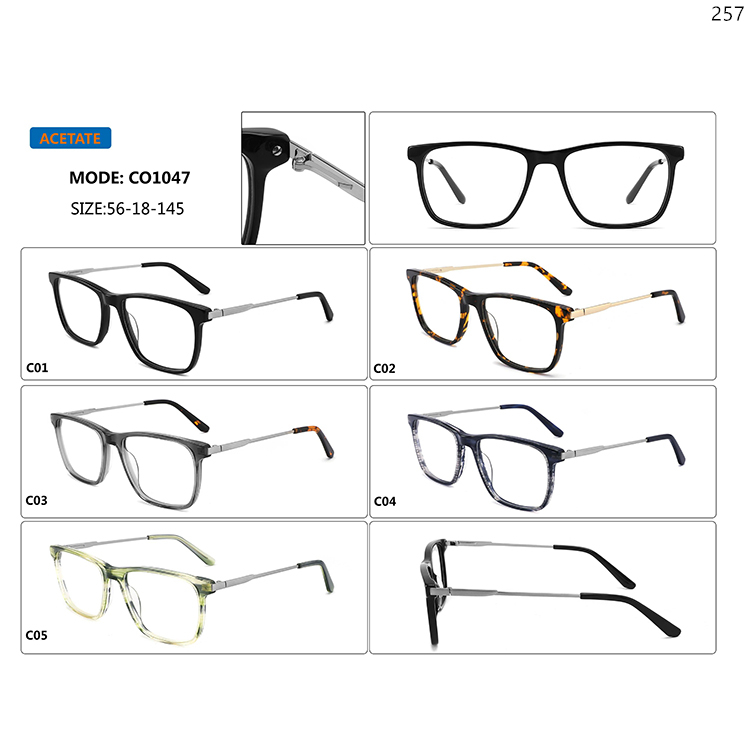 CO1045-49 Acetate+Metal Prescription Eyewear Occhiali da Vista with Ready Stock (4)