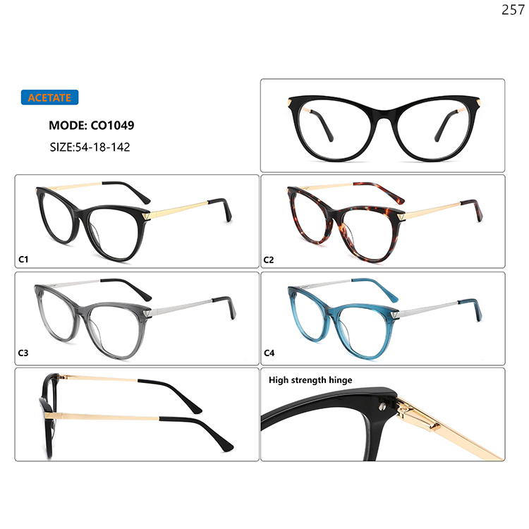 CO1045-49 Acetate+Metal Prescription Eyewear Occhiali da Vista with Ready Stock (6)