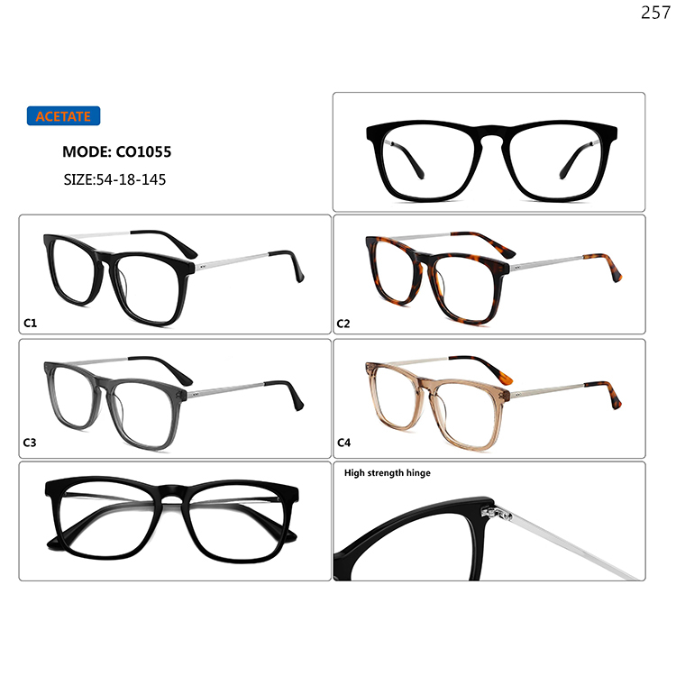 CO1055-59 Acetate Material Prescription Glasses Spectacles with Logo Brand Customization (1)