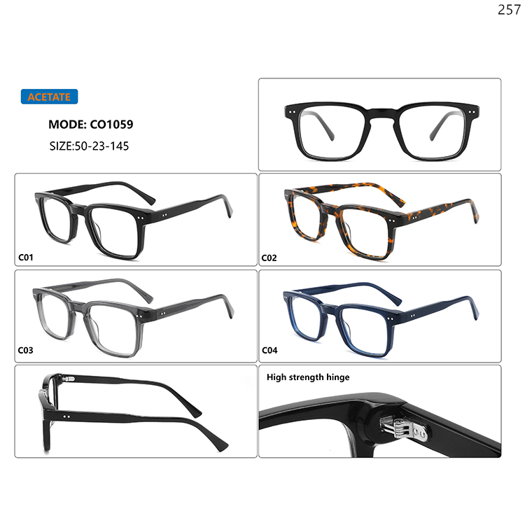 CO1055-59 Acetate Material Prescription Glasses Spectacles with Logo Brand Customization (5)