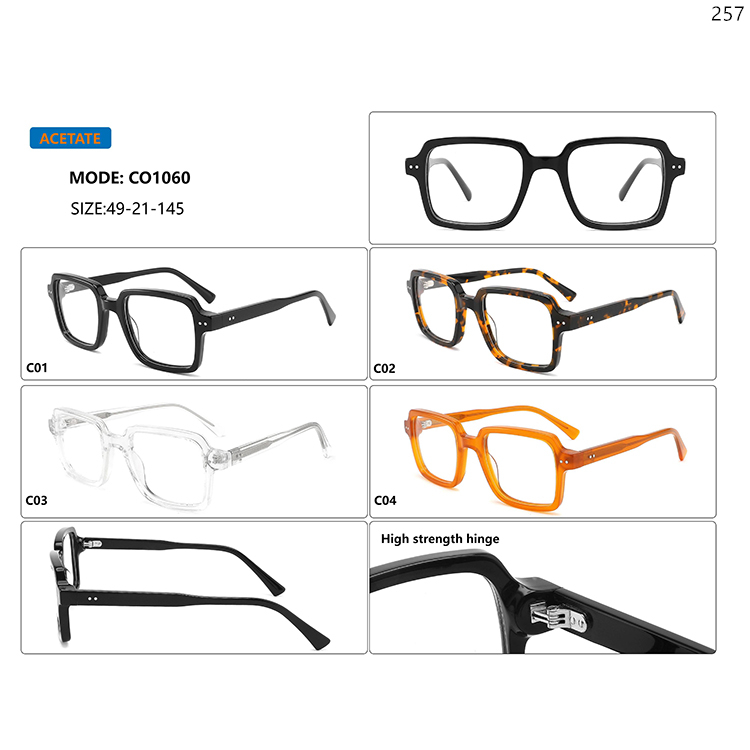 CO1060-64 Vintage Style Acetate Optical Spectacle Glasses with Strength Metal Hinge (1)