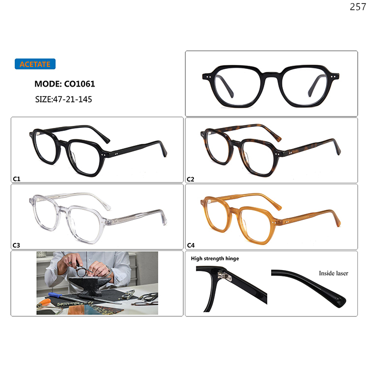 CO1060-64 Vintage Style Acetate Optical Spectacle Glasses with Strength Metal Hinge (2)
