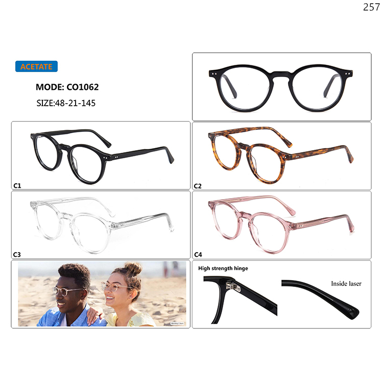 CO1060-64 Vintage Style Acetate Optical Spectacle Glasses with Strength Metal Hinge (3)