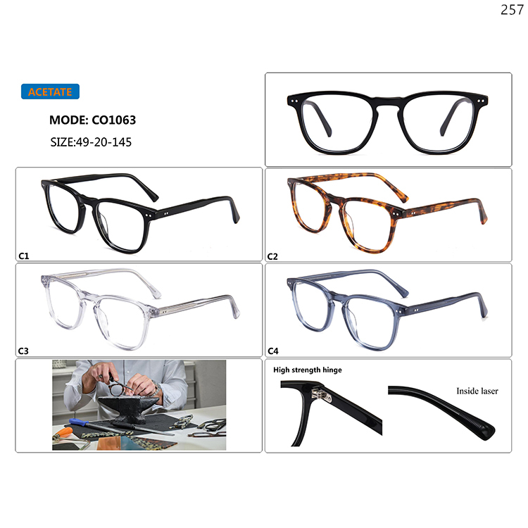 CO1060-64 Vintage Style Acetate Optical Spectacle Glasses with Strength Metal Hinge (4)