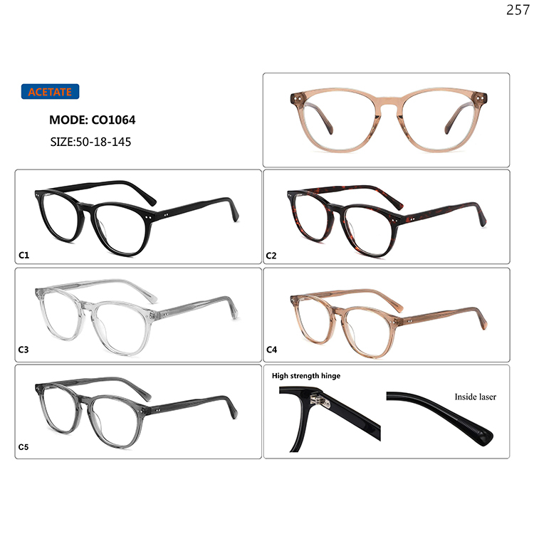 CO1060-64 Vintage Style Acetate Optical Spectacle Glasses with Strength Metal Hinge (5)